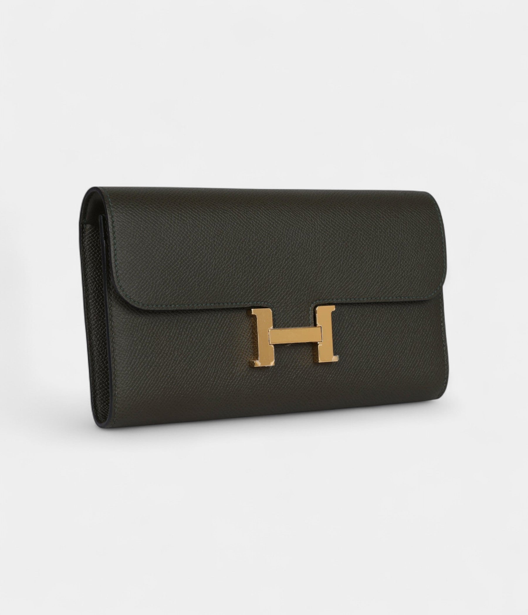 HMConstance Wallet To Go Vert De Gris Epsom Leather with Gold Hardware