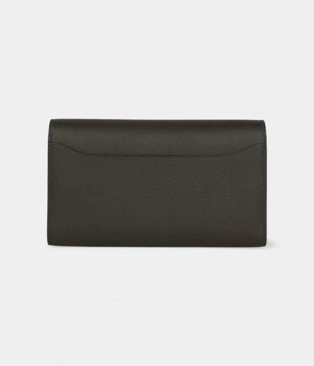 HMConstance Wallet To Go Vert De Gris Epsom Leather with Gold Hardware