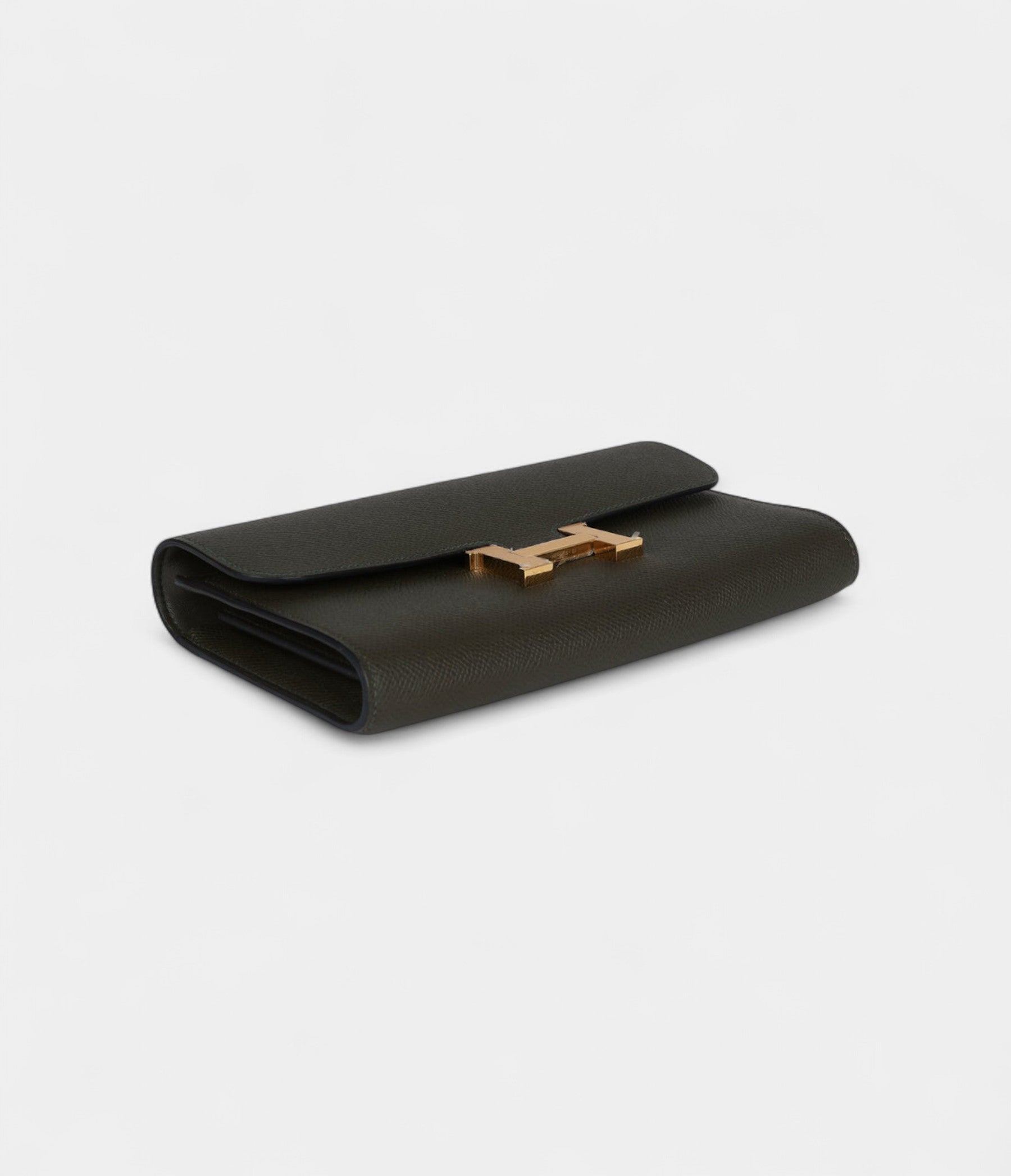 HMConstance Wallet To Go Vert De Gris Epsom Leather with Gold Hardware