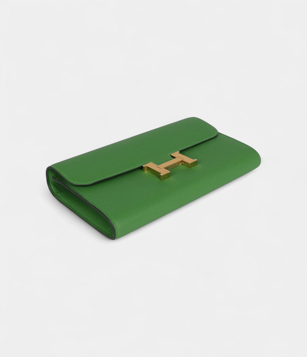HMConstance Wallet To Go Vert Yucca Epsom Gold Hardware
