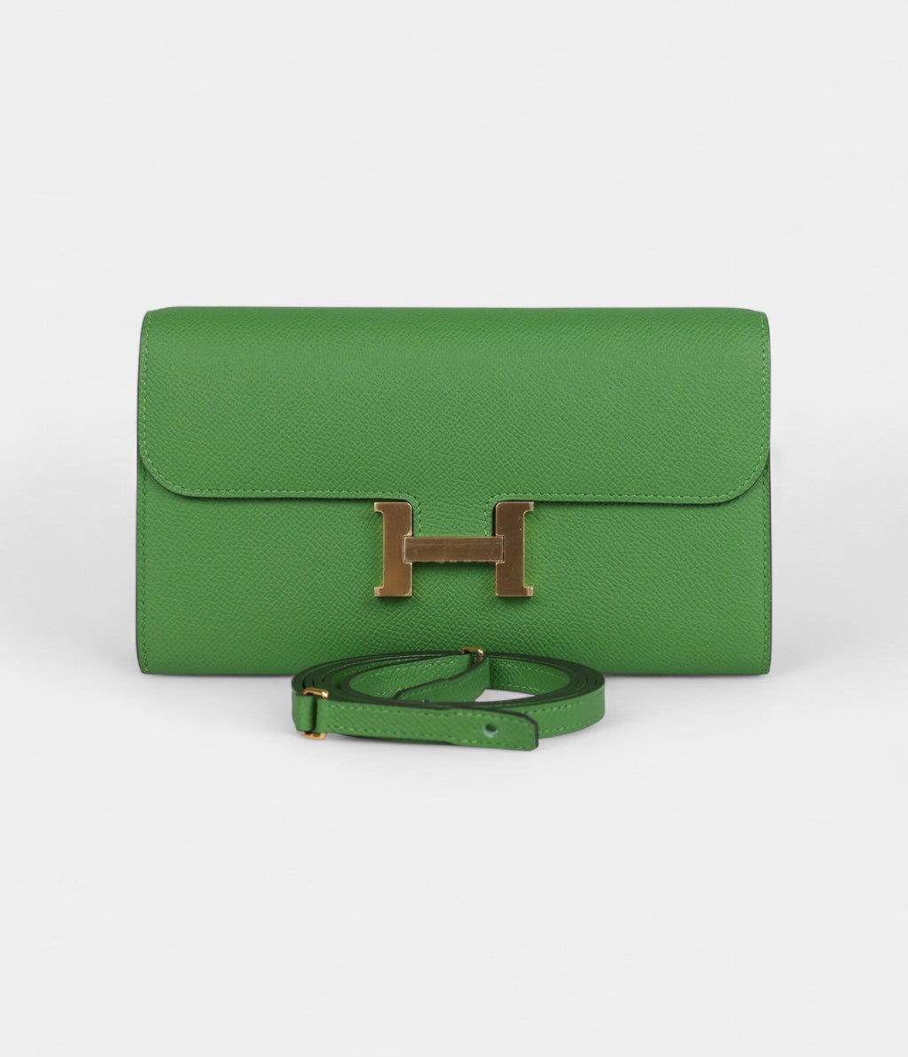 HMConstance Wallet To Go Vert Yucca Epsom Gold Hardware