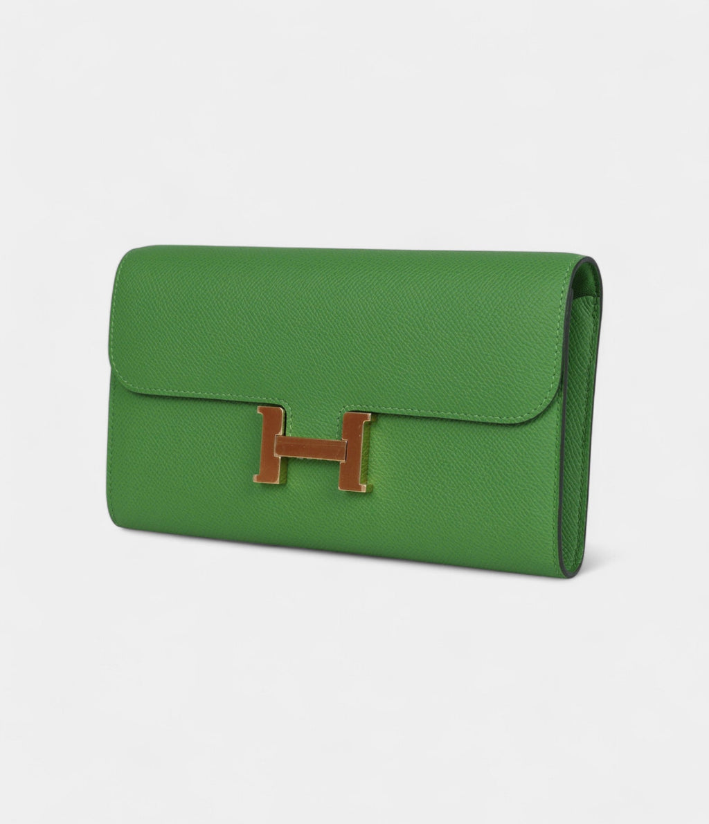 HMConstance Wallet To Go Vert Yucca Epsom Gold Hardware