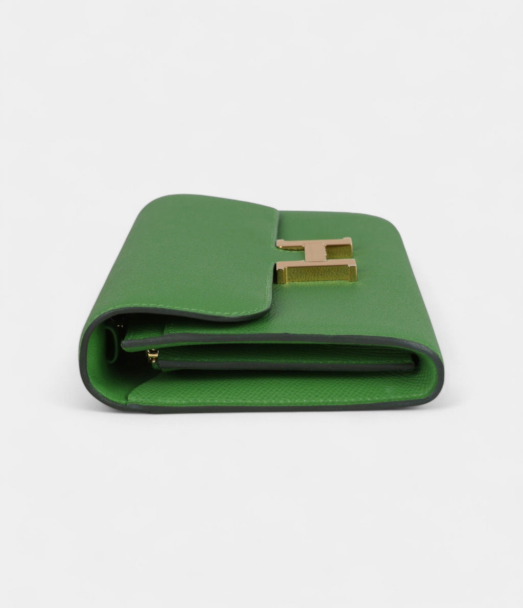 HMConstance Wallet To Go Vert Yucca Epsom Gold Hardware