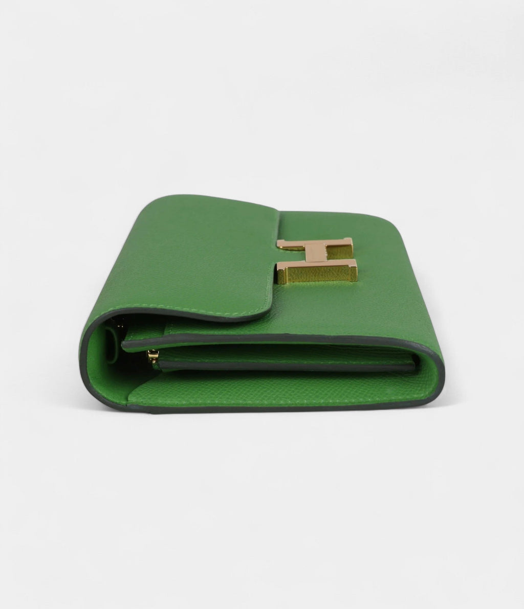 HMConstance Wallet To Go Vert Yucca Epsom Gold Hardware