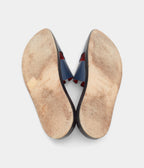 HMDark Blue Leather Izmir Slide Flats 42.5 EU