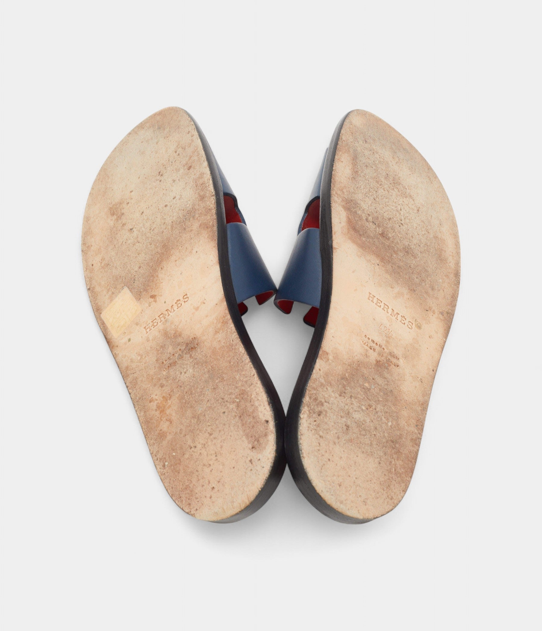 HMDark Blue Leather Izmir Slide Flats 42.5 EU