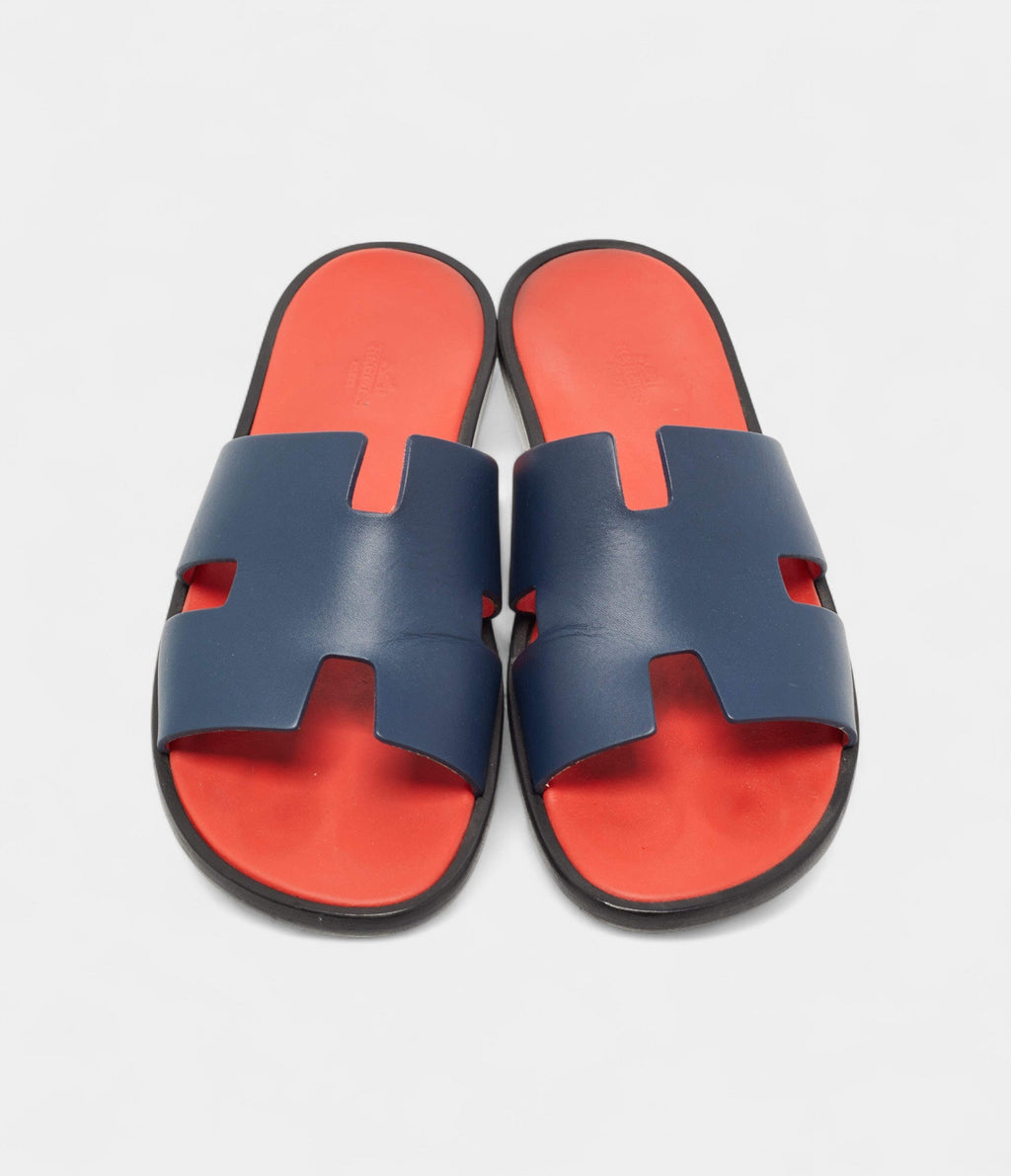 HMDark Blue Leather Izmir Slide Flats 42.5 EU