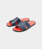 HMDark Blue Leather Izmir Slide Flats 42.5 EU