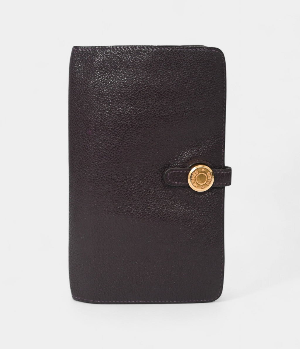 HMDark Purple Clemence Leather Dogon Duo Wallet