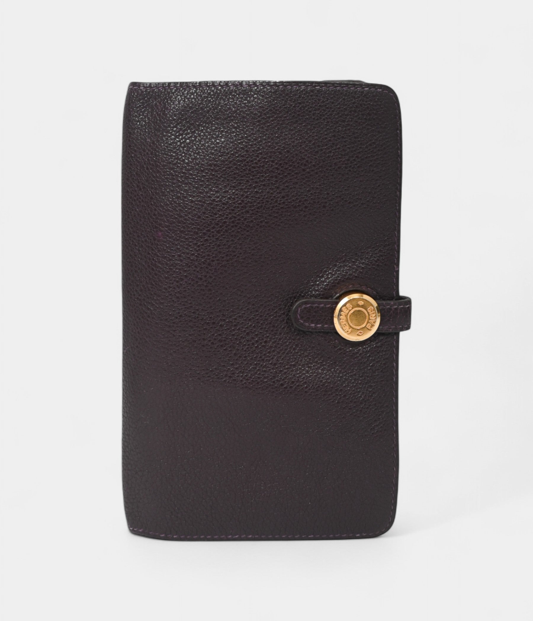 HMDark Purple Clemence Leather Dogon Duo Wallet