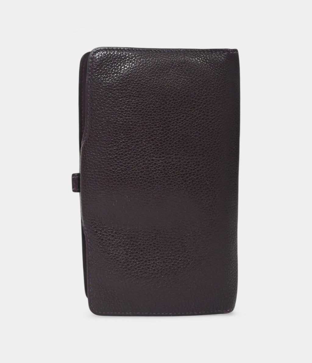 HMDark Purple Clemence Leather Dogon Duo Wallet
