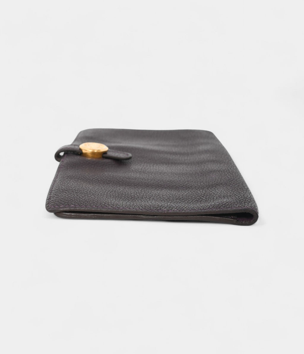HMDark Purple Clemence Leather Dogon Duo Wallet
