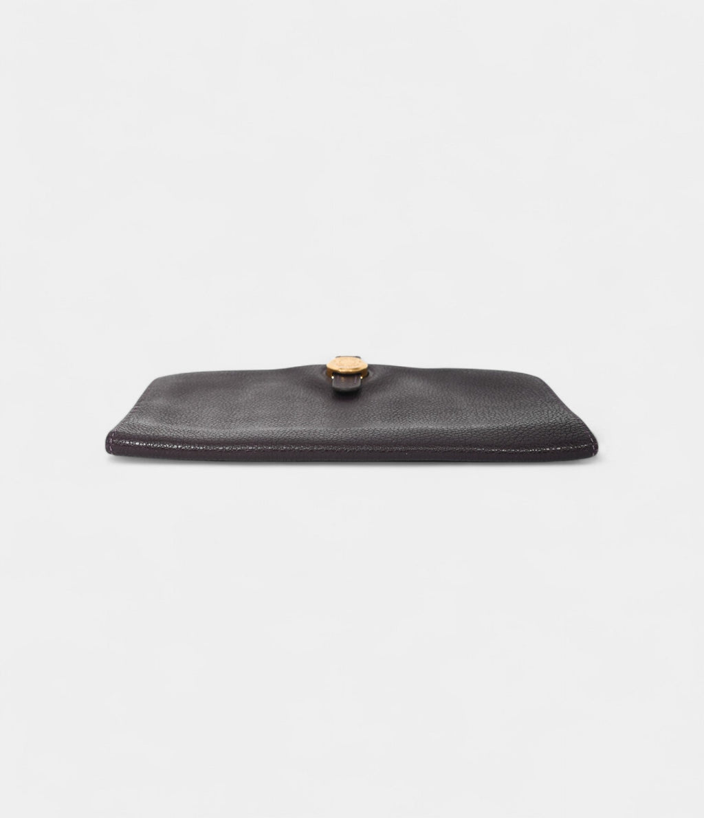 HMDark Purple Clemence Leather Dogon Duo Wallet