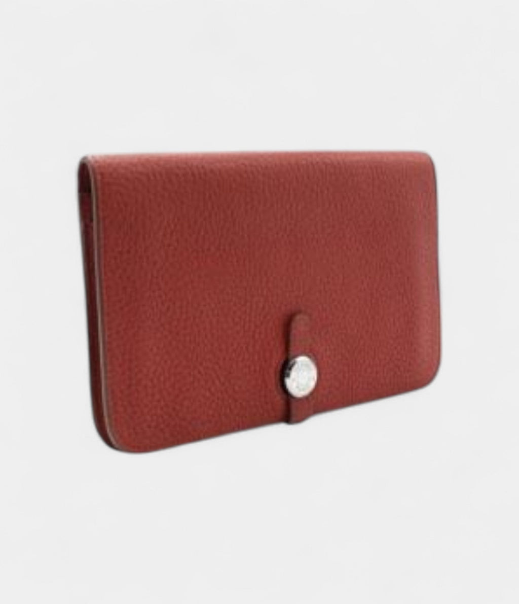 HMDogon Duo Wallet In Red Calfskin Leather
