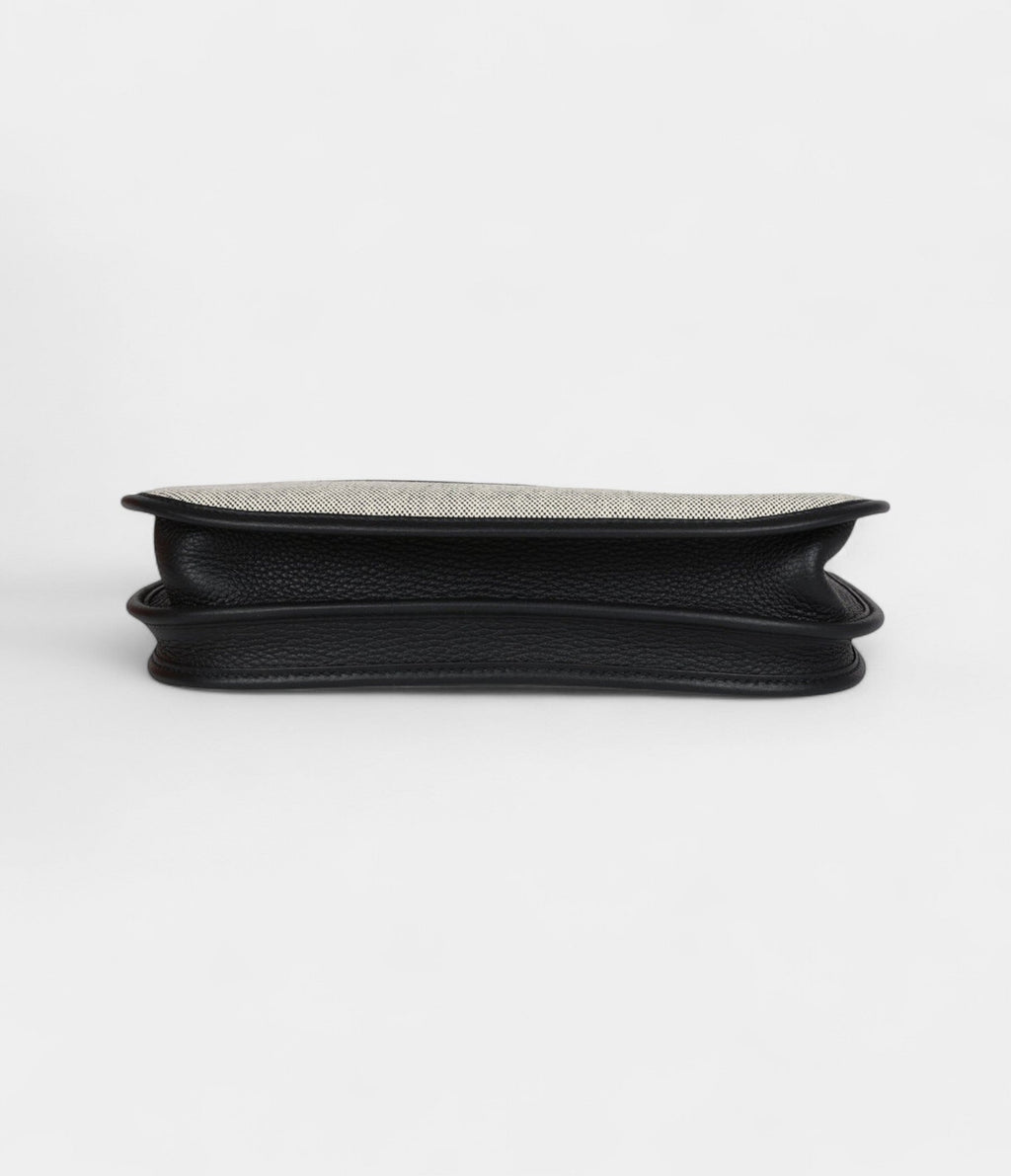 HMEvelyne III PM Black Clemence and Ecru Toile Gold Hardware
