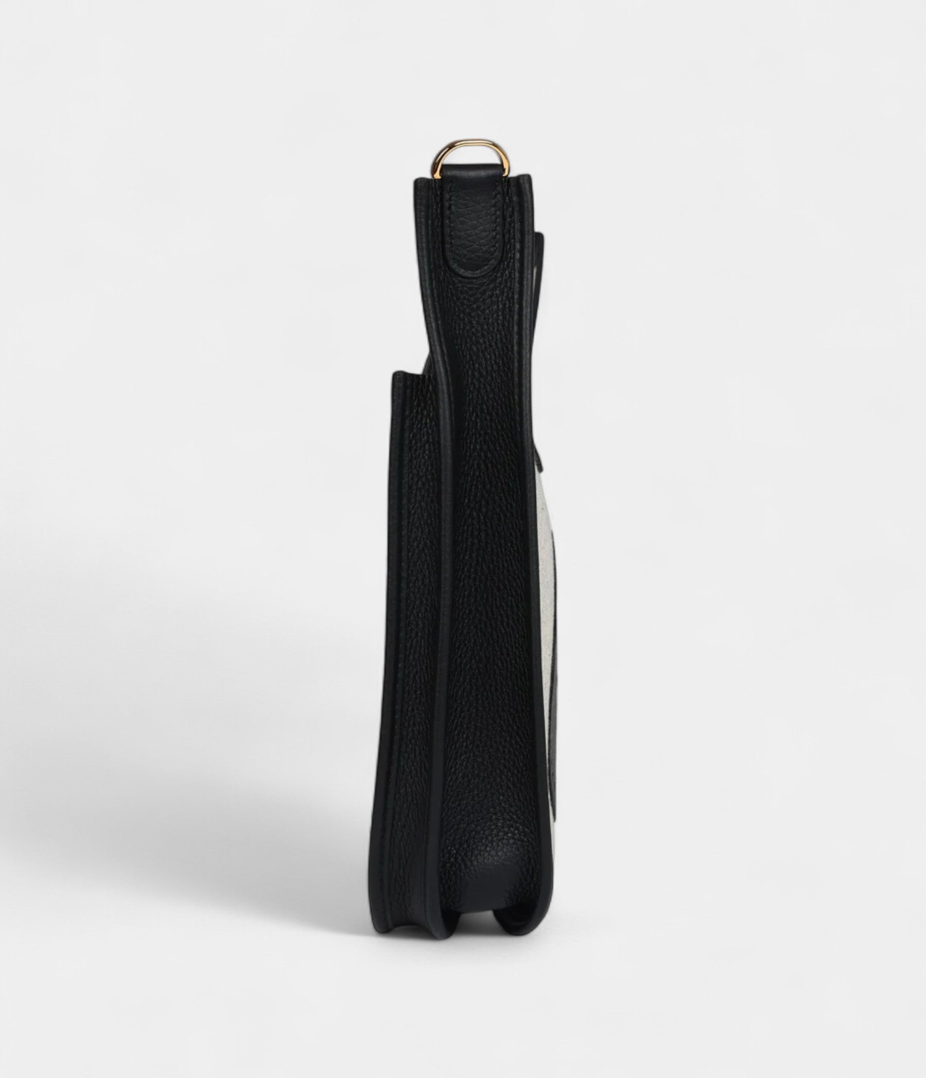 HMEvelyne III PM Black Clemence and Ecru Toile Gold Hardware