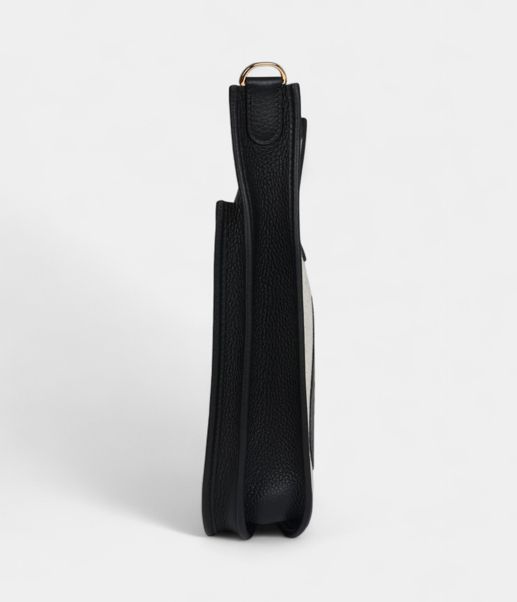 HMEvelyne III PM Black Clemence and Ecru Toile Gold Hardware