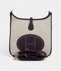 HMEvelyne III PM Cassis Clemence and Ecru Toile H Palladium Hardware