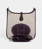 HMEvelyne III PM Cassis Clemence and Ecru Toile H Palladium Hardware