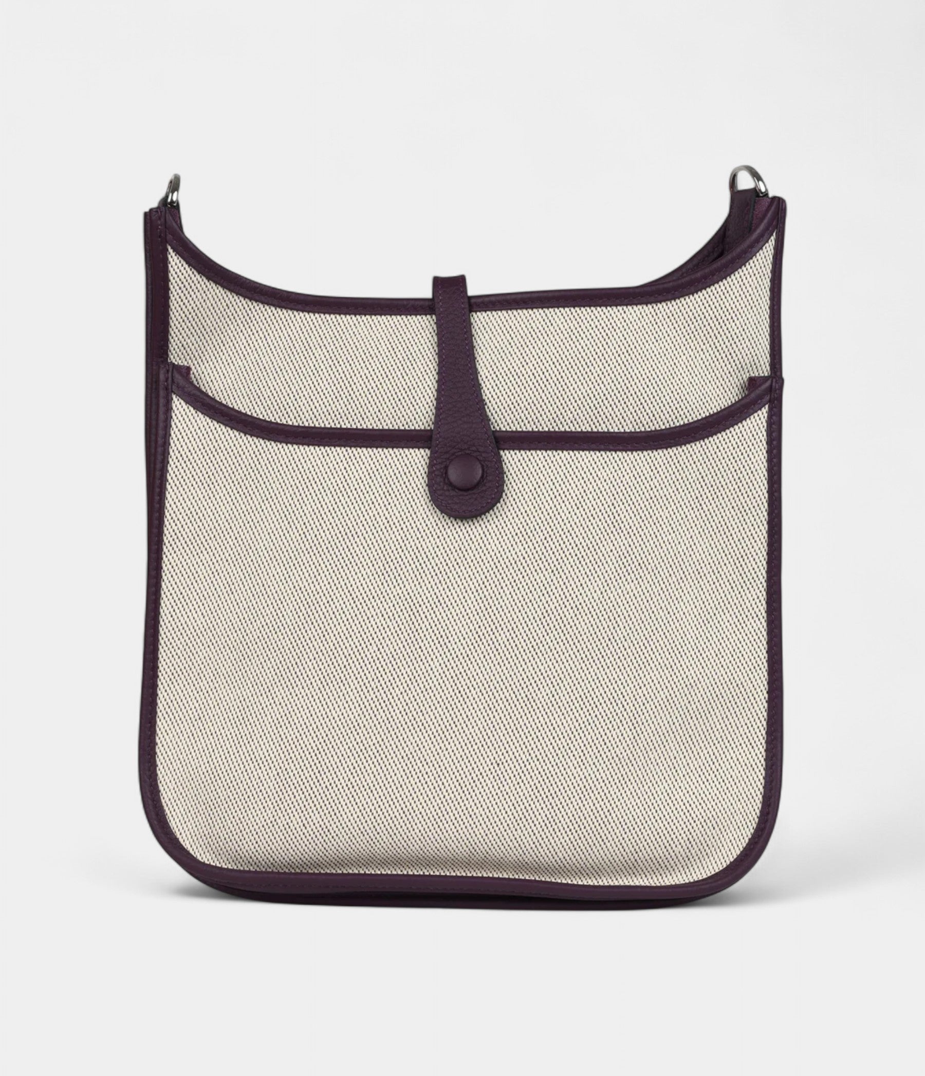 HMEvelyne III PM Cassis Clemence and Ecru Toile H Palladium Hardware