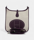 HMEvelyne III PM Cassis Clemence and Ecru Toile H Palladium Hardware