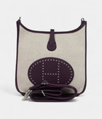 HMEvelyne III PM Cassis Clemence and Ecru Toile H Palladium Hardware