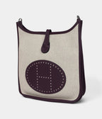 HMEvelyne III PM Cassis Clemence and Ecru Toile H Palladium Hardware