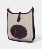 HMEvelyne III PM Cassis Clemence and Ecru Toile H Palladium Hardware