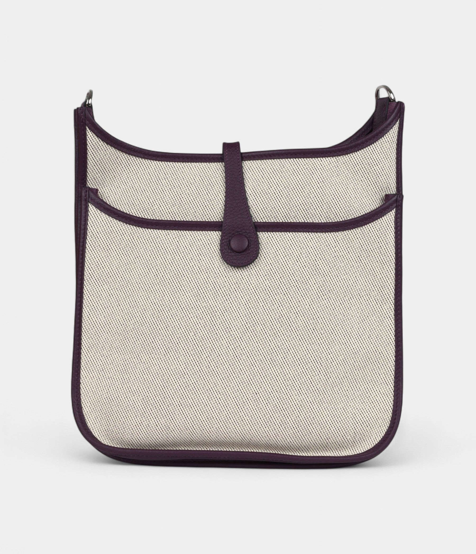 HMEvelyne III PM Cassis Clemence and Ecru Toile H Palladium Hardware