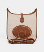 HMEvelyne III PM Gold Clemence and Ecru Toile H Canvas Gold Hardware