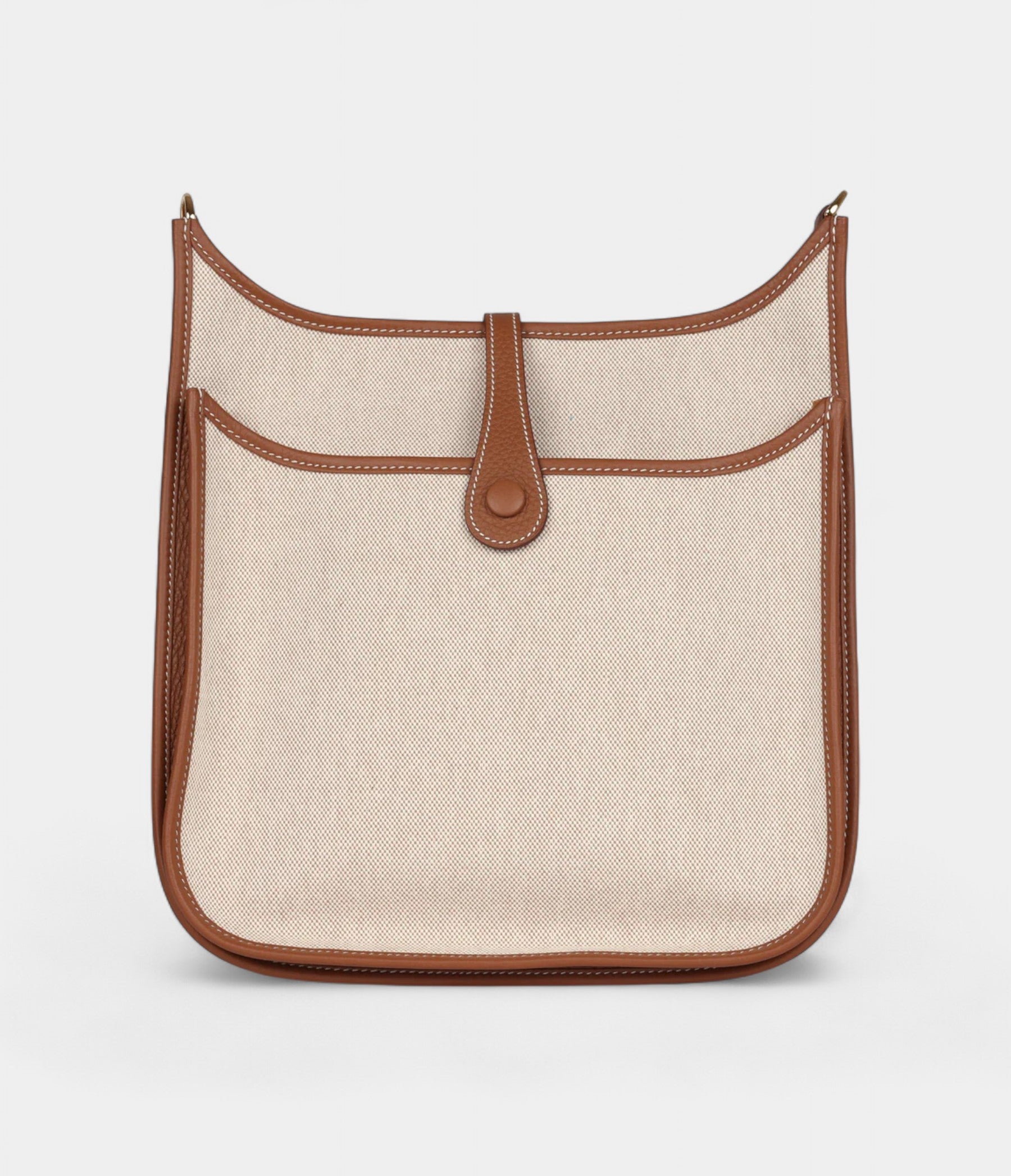 HMEvelyne III PM Gold Clemence and Ecru Toile H Canvas Gold Hardware