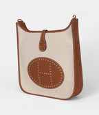 HMEvelyne III PM Gold Clemence and Ecru Toile H Canvas Gold Hardware