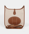 HMEvelyne III PM Gold Clemence and Ecru Toile H Canvas Gold Hardware
