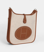 HMEvelyne III PM Gold Clemence and Ecru Toile H Canvas Gold Hardware
