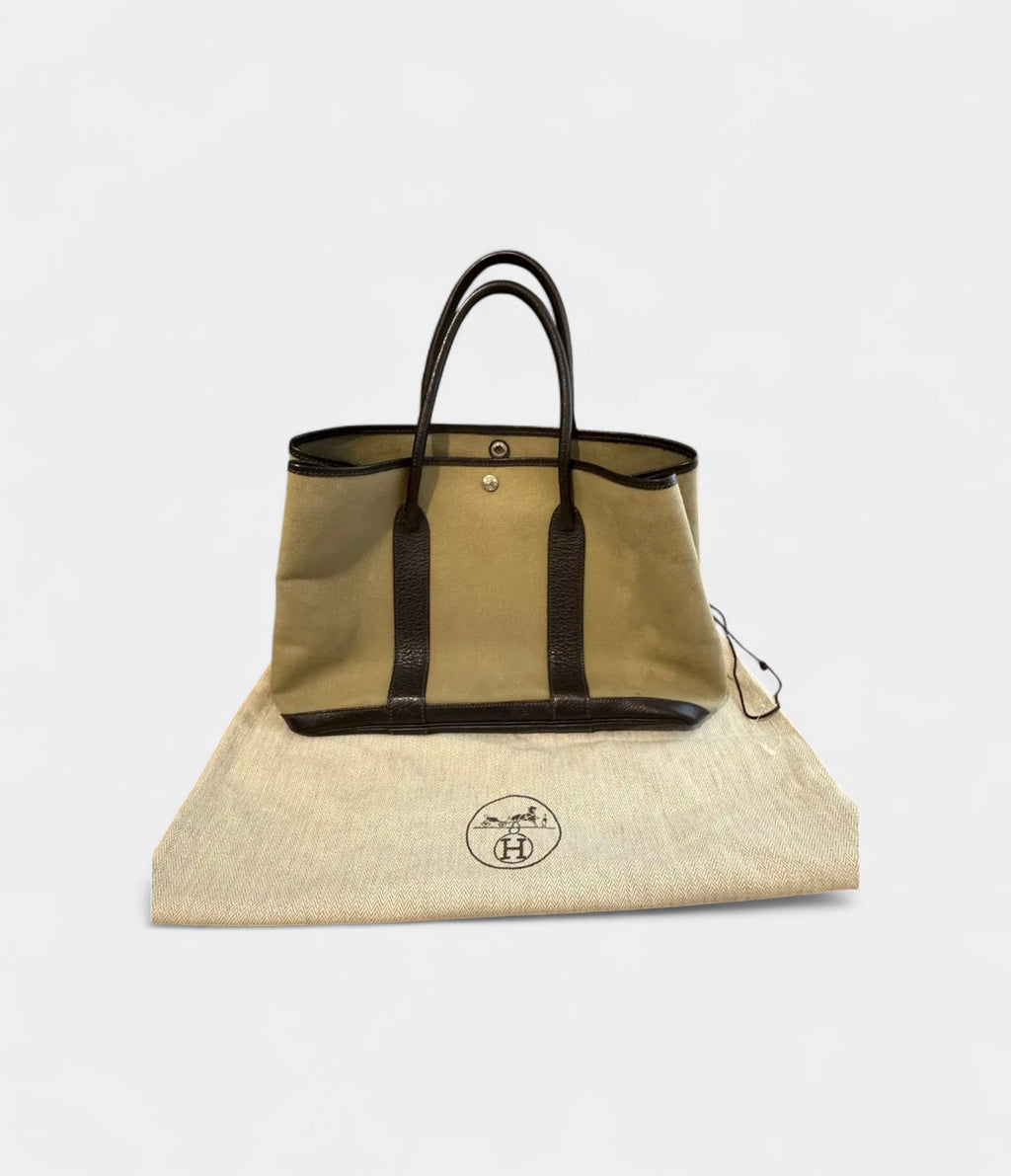 Hermes Garden Party Beige Leather Tote Bag