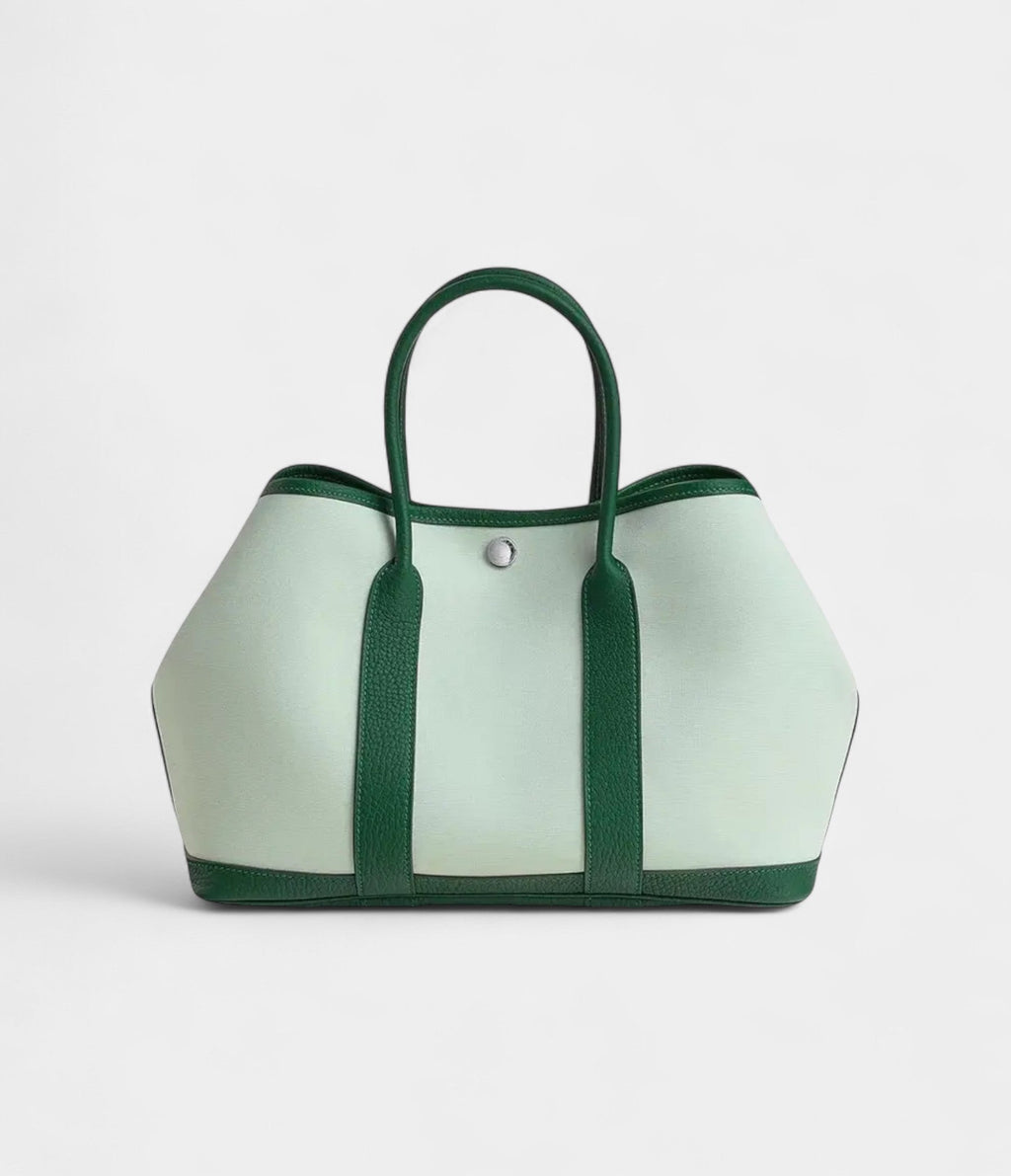 HMGarden Party Green Leather Tote Bag