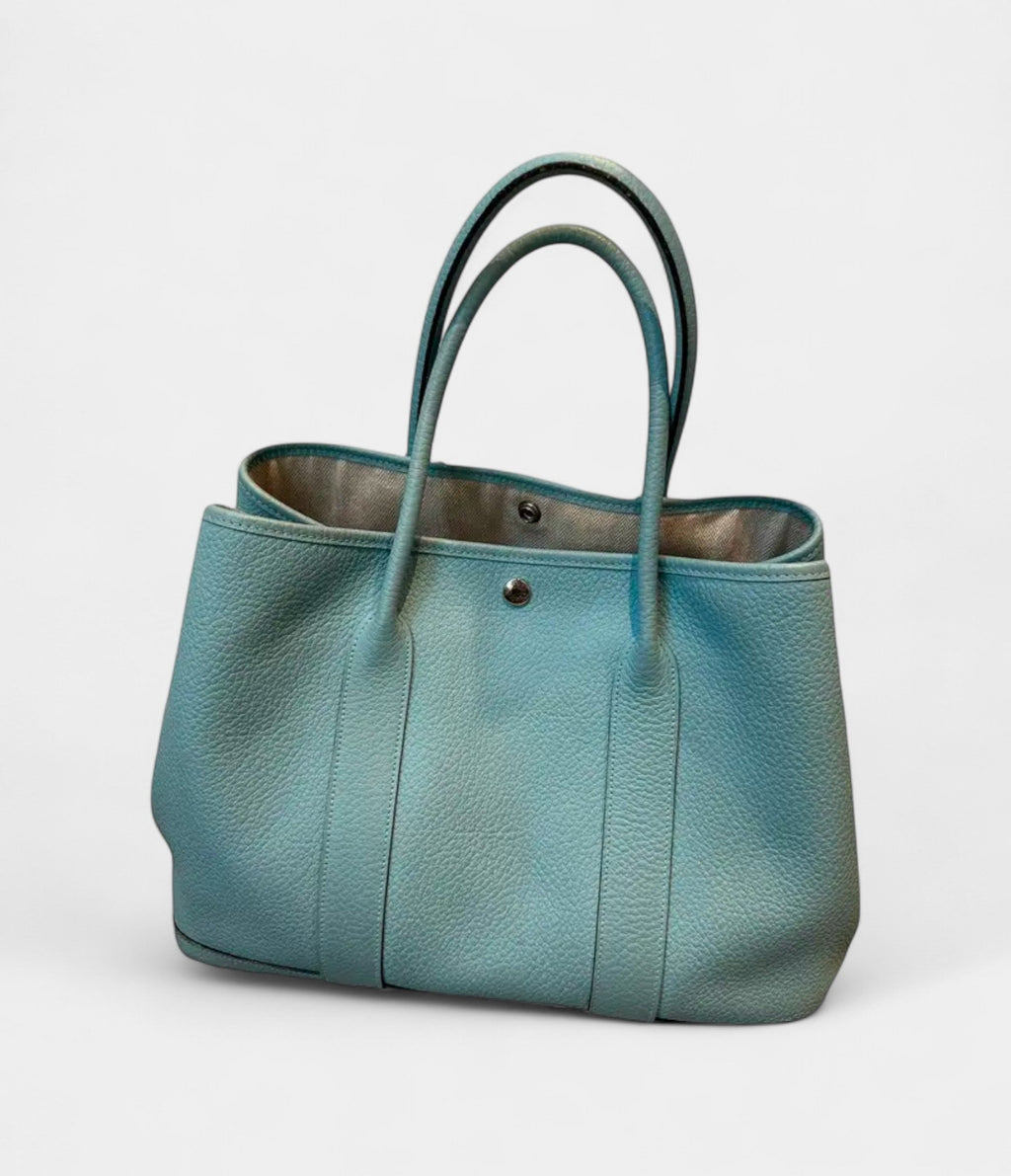 HMGarden Party Leather Tote Blue Handbag