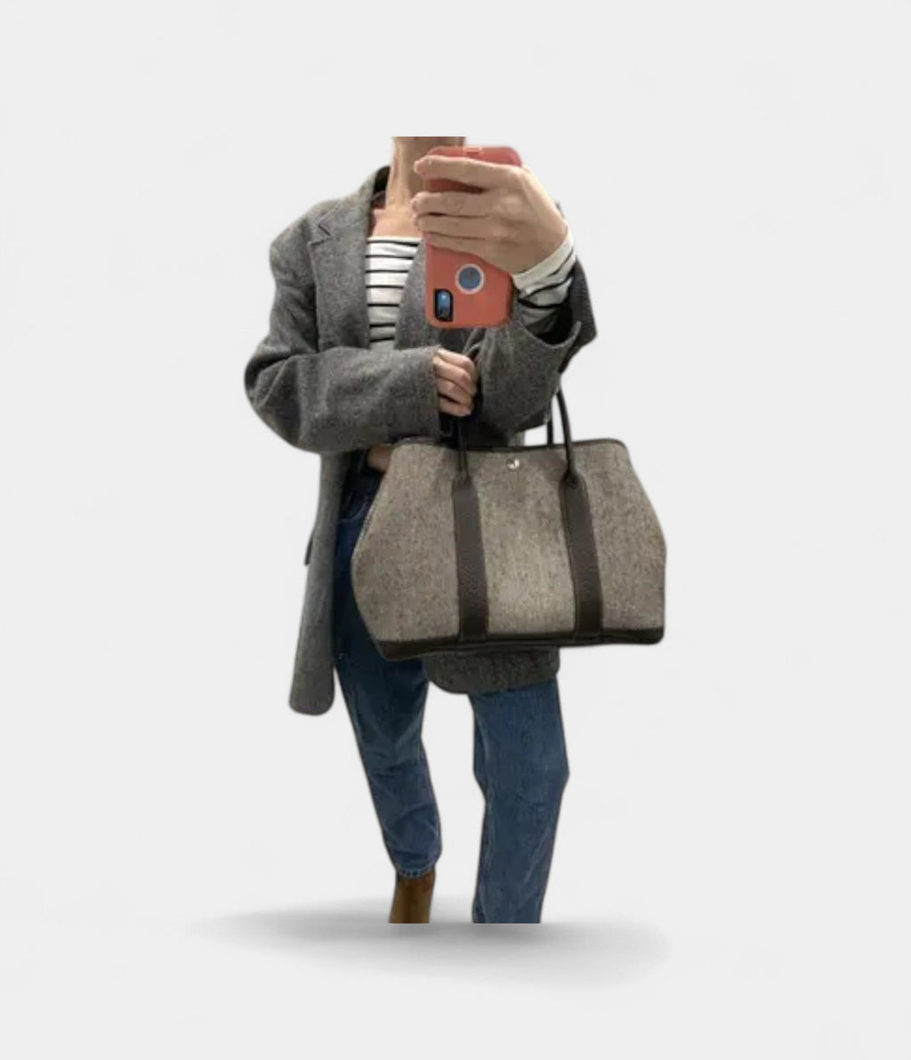 HMGarden Party Wool Tote Leather Bag