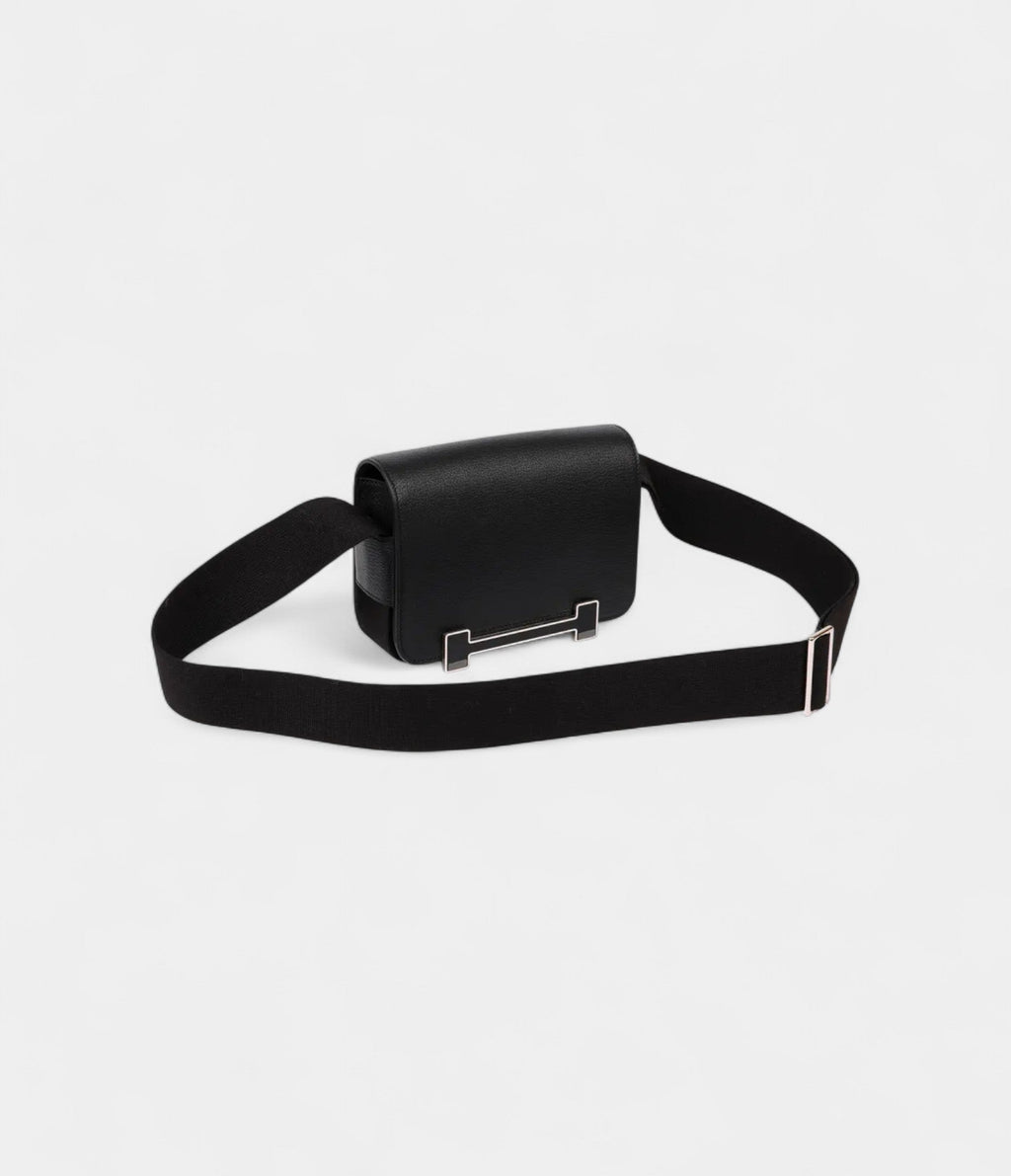HMGeta Black Leather Crossbody Bag
