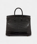 HMGraphite Shiny Porosus Crocodile BK 25 Gold Hardware