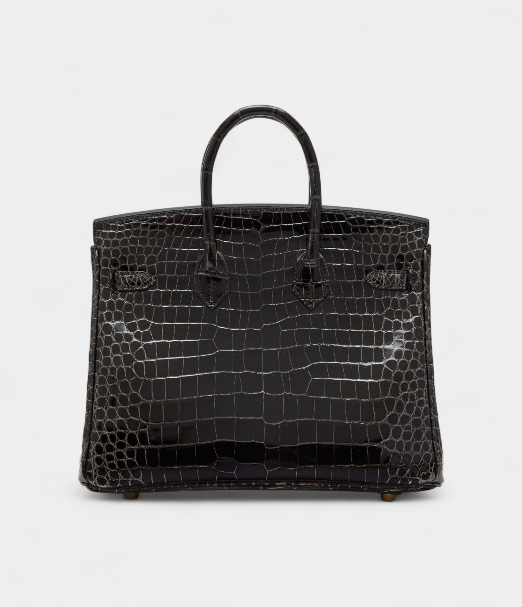 HMGraphite Shiny Porosus Crocodile BK 25 Gold Hardware