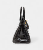HMGraphite Shiny Porosus Crocodile BK 25 Gold Hardware