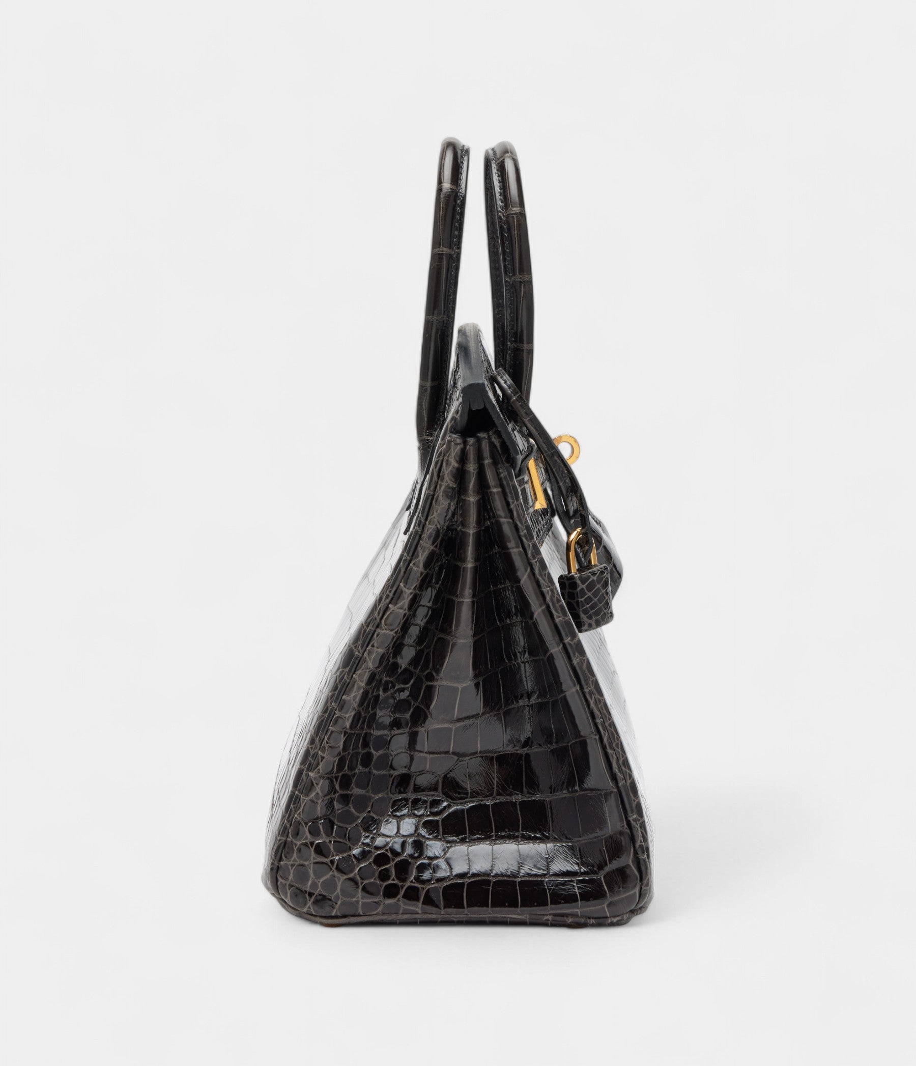 HMGraphite Shiny Porosus Crocodile BK 25 Gold Hardware