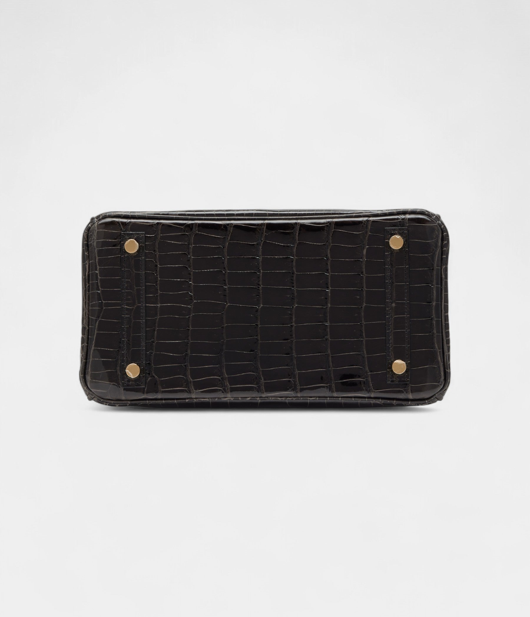 HMGraphite Shiny Porosus Crocodile BK 25 Gold Hardware