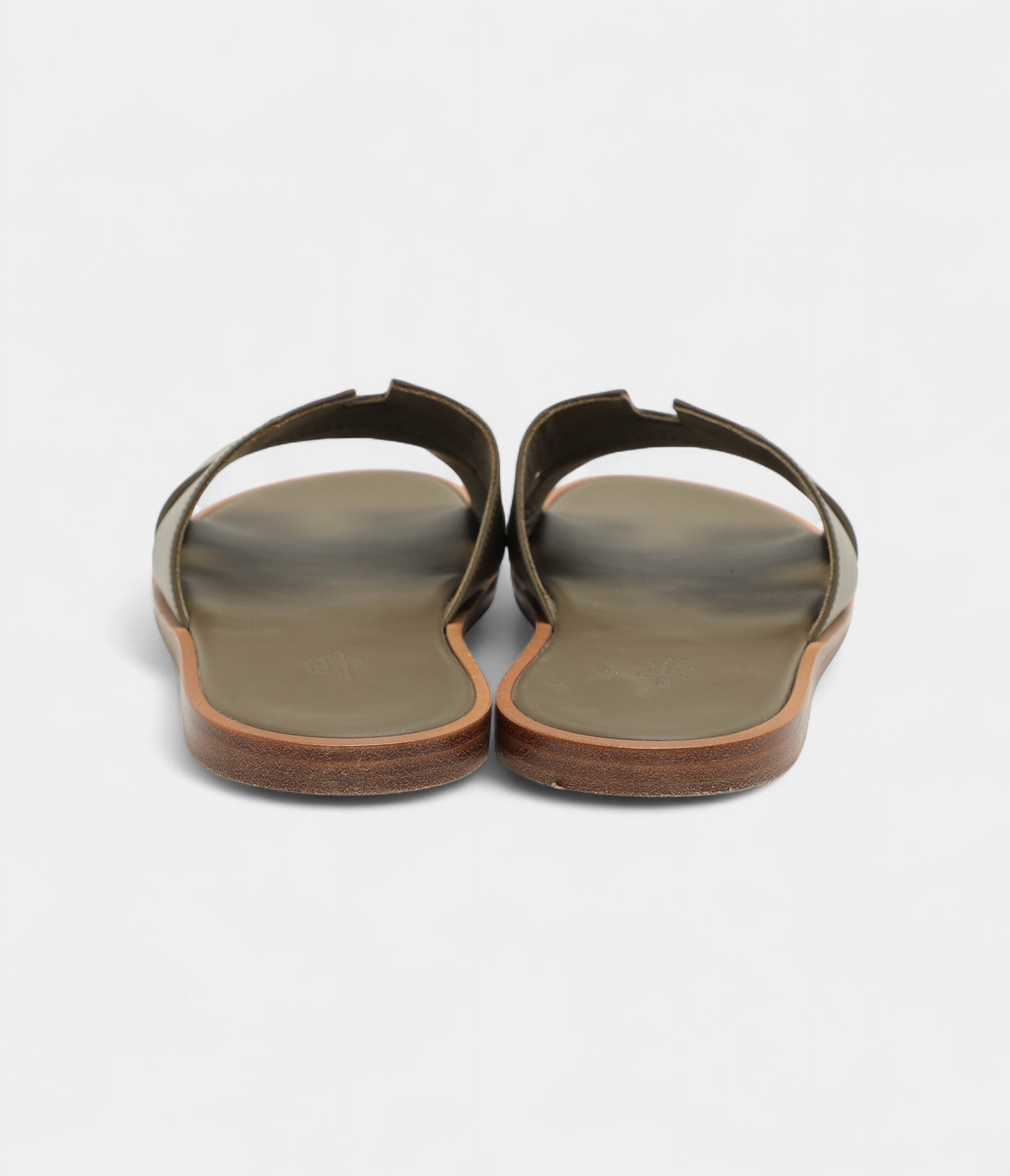 Hermes Green Leather and Canvas Izmir Sandals 43 EU