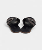 Hermes Grey/Black Suede And Leather Slide Sandals 41 EU