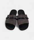 Hermes Grey/Black Suede And Leather Slide Sandals 41 EU