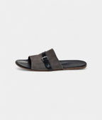 Hermes Grey/Black Suede And Leather Slide Sandals 41 EU