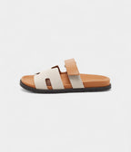 Hermes Grey/Brown Canvas Chypre Sandals 43 EU