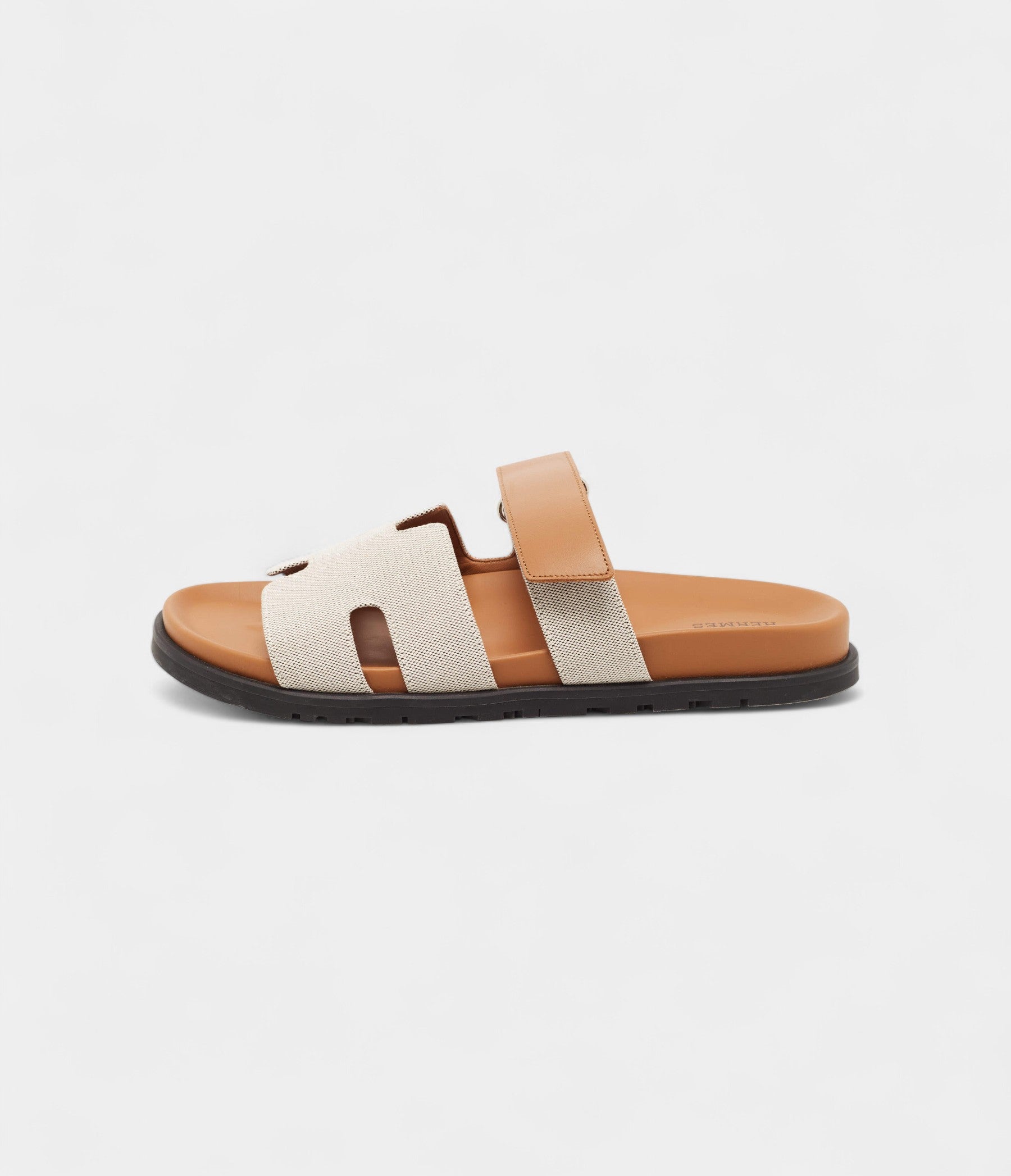 Hermes Grey/Brown Canvas Chypre Sandals 43 EU